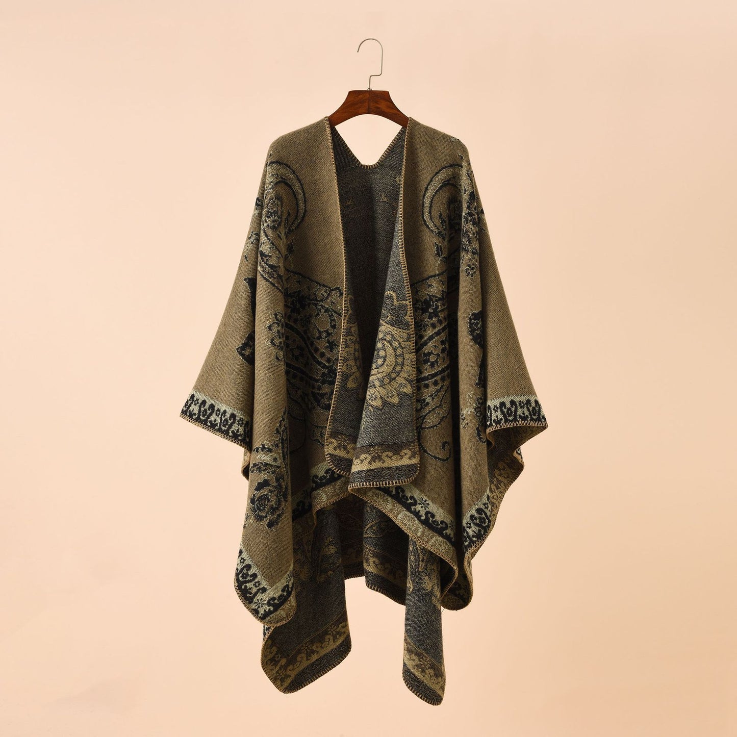 Plaid Printed Elegant Socialite Winter Travel Fashionable Warm Talma