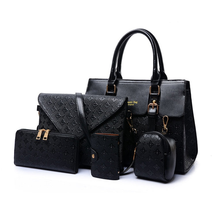 Luxury leather handbags set in black featuring multiple bags for versatile styling options