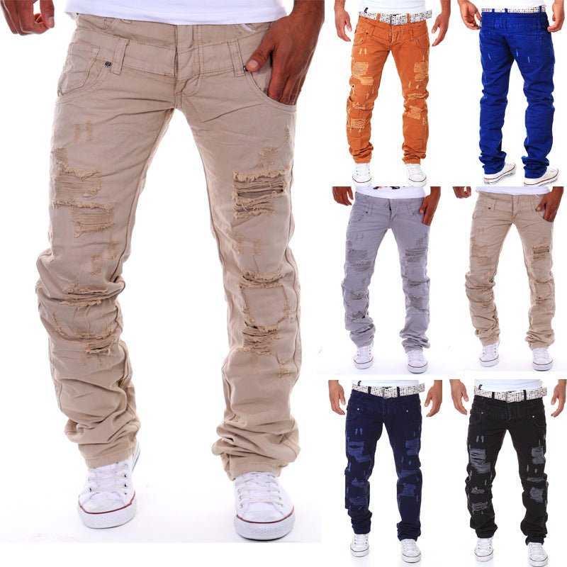 Casual Double Waist Ripped Casual Cargo Trousers - Sophinity