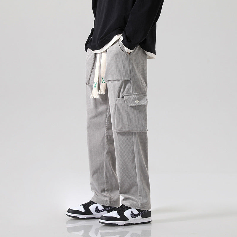 Men's Loose All-matching Corduroy Multi-pocket Straight Cargo Pants - Sophinity