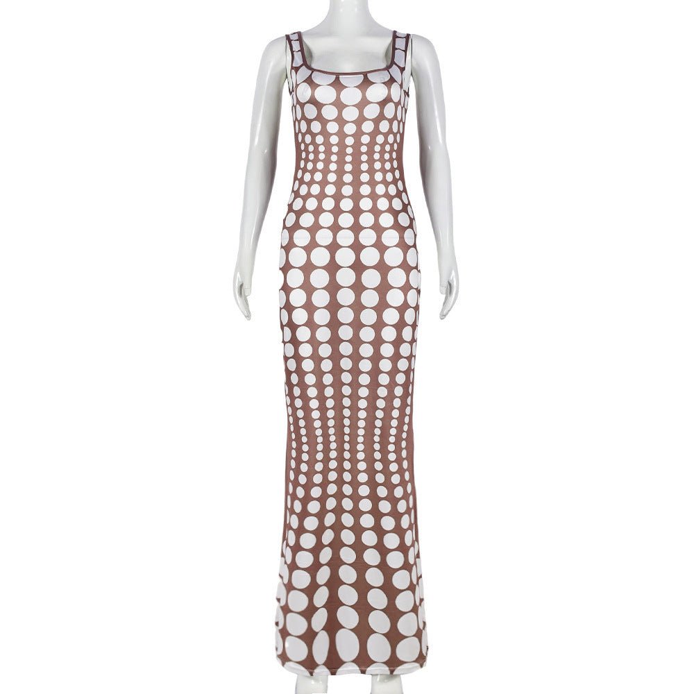 European And American Dot Sexy Hollow - out Camisole Backless Fashion Dress - Sophinity