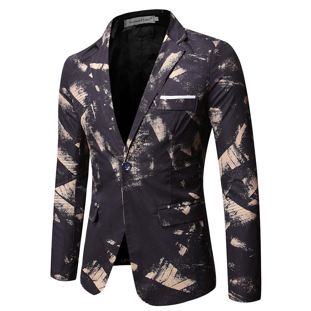 Korean-style Slim-fit Printed Suit Jacket Business Professional Formal Wear - Sophinity