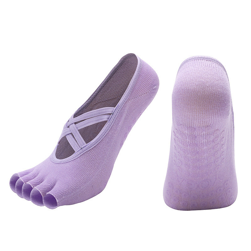Cross-border Women's Non-slip Five-finger Yoga Socks Live Broadcast Body Dance Aerobics Pilates Fitness Sports Socks - Sophinity