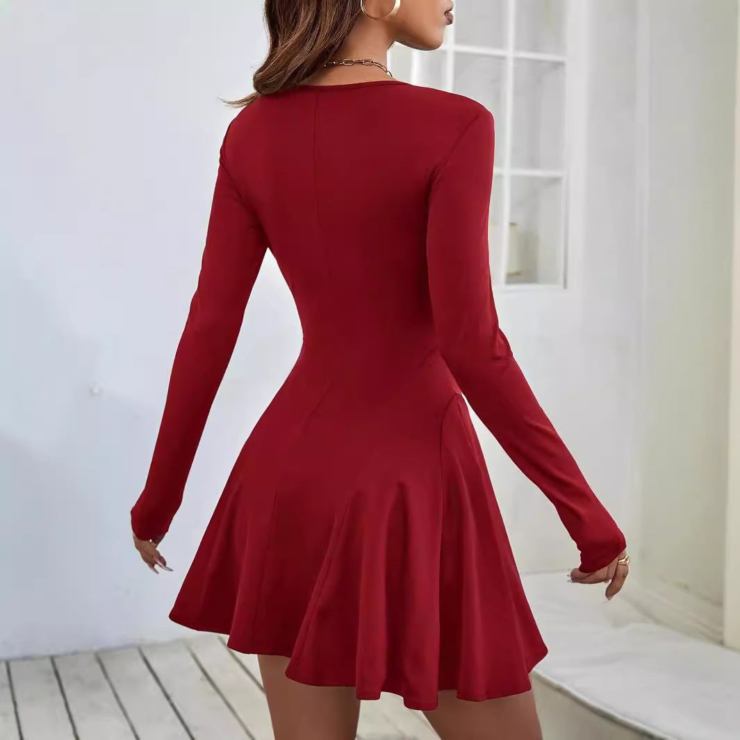 European And American Simple Pure Desire Red Dress - Sophinity