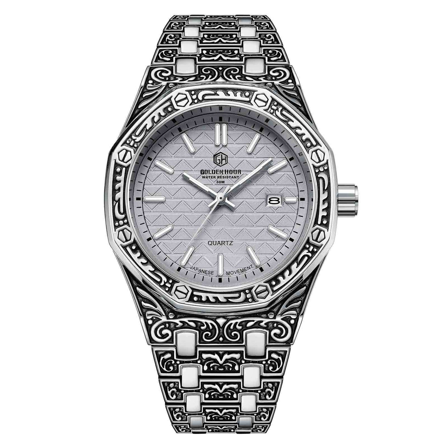 Spiral Crown Round Mechanical Men's Black Casual Watch - Sophinity