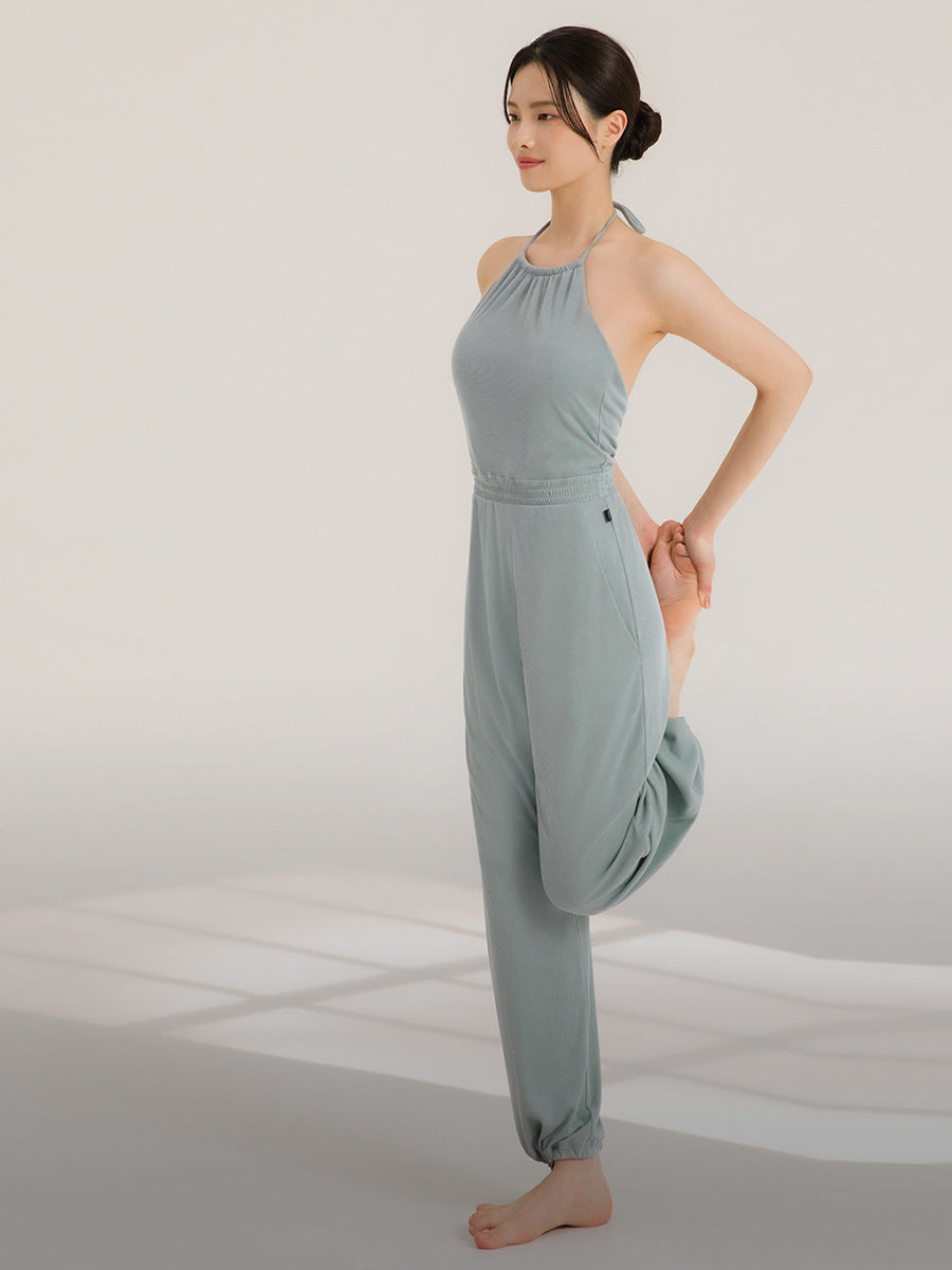 Women's Halter Beauty Back Fitness Jumpsuit - Sophinity