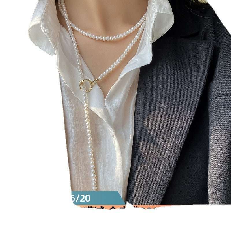 Special Interest Light Luxury Long Natural Freshwater Pearl Sweater Chain Elegant Necklace Women - Sophinity