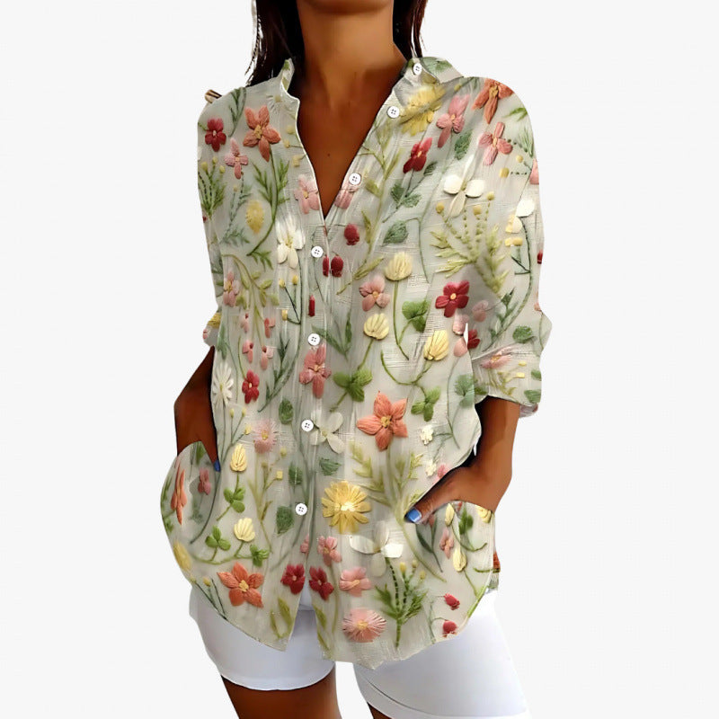 Printed Autumn Leisure Loose Shirt Women's Top - Sophinity