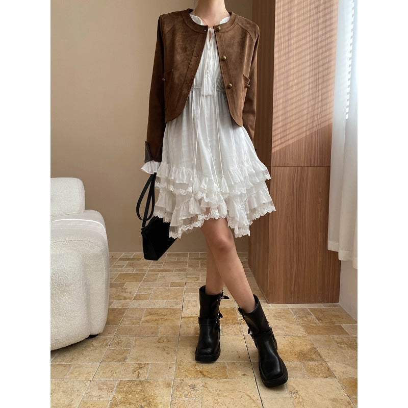 Cinched Patchwork Irregular Layering Dress - Sophinity