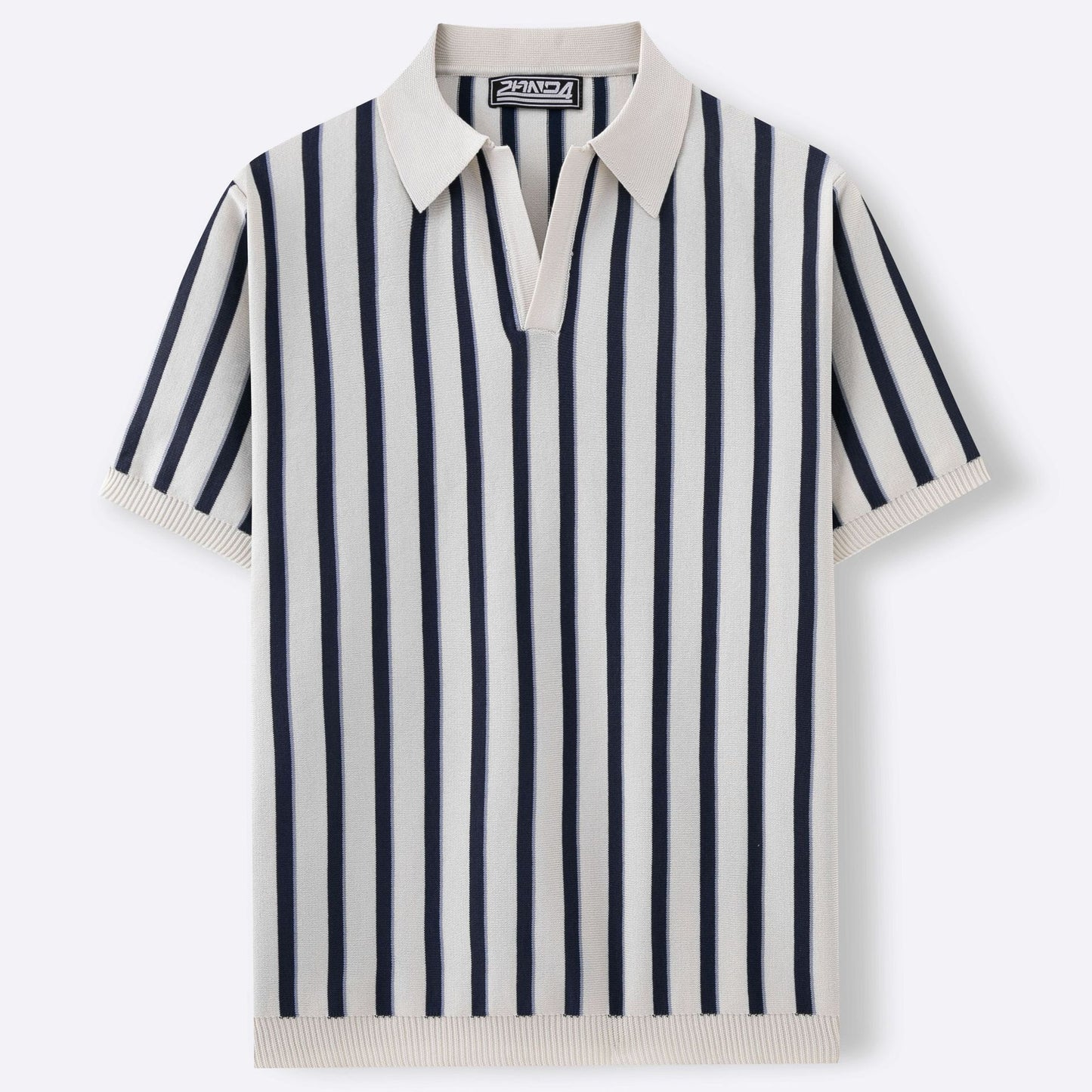 High Quality Summer Lapels Temperament Striped Knitted Polo Shirt - Sophinity