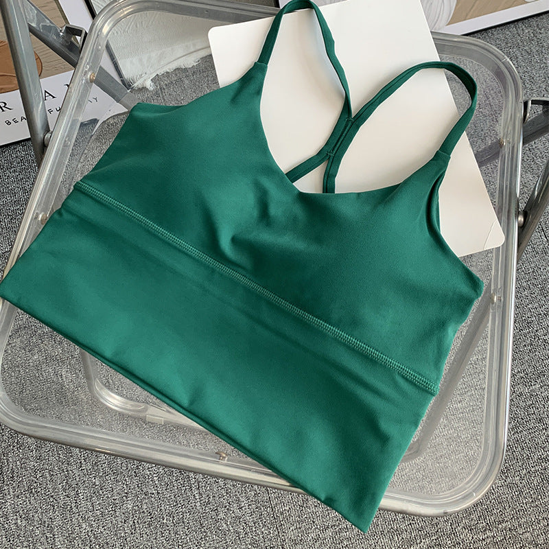 Women's Slim Shoulder Strap Solid Color Yoga Sports Vest - Sophinity