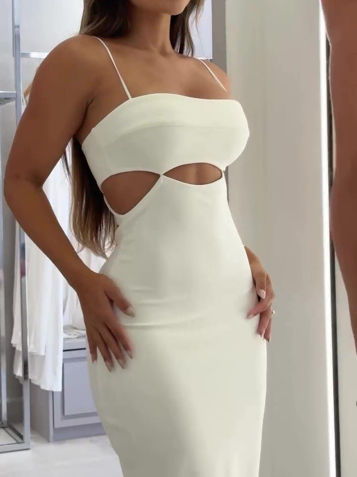 White Cutout Suspender Dress - Sophinity