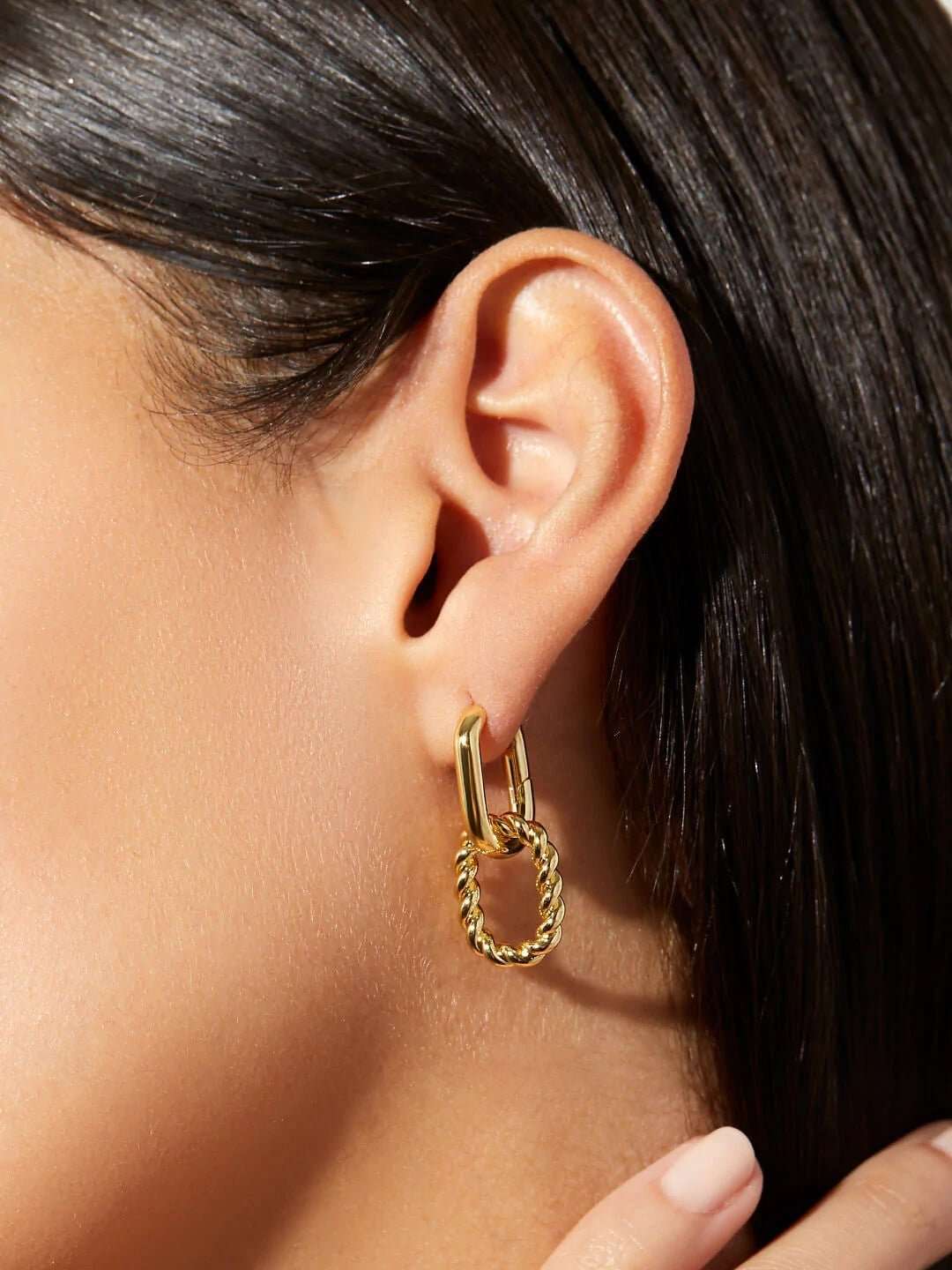 S925 Sterling Silver Gold - plated Double Ring Buckle Detachable Earrings For Women - Sophinity