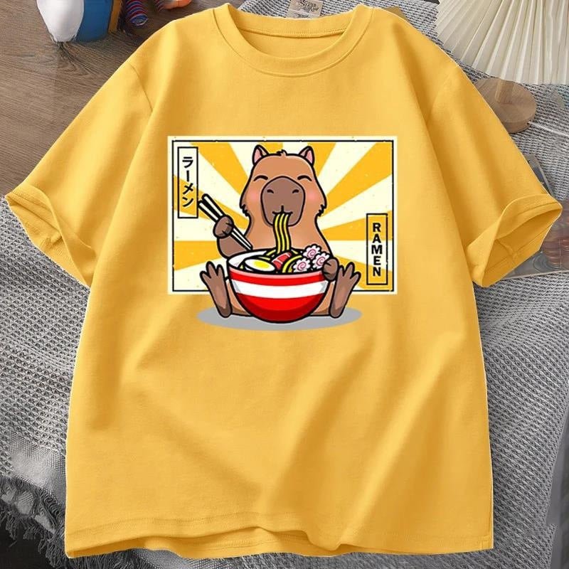 Capybara Cotton T-shirt Men's Clothing Oversized - Sophinity