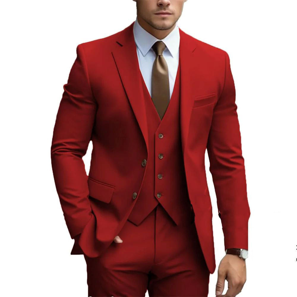 Business Casual Men's Three-piece Suit For Bridegroom Men's Wedding - Sophinity
