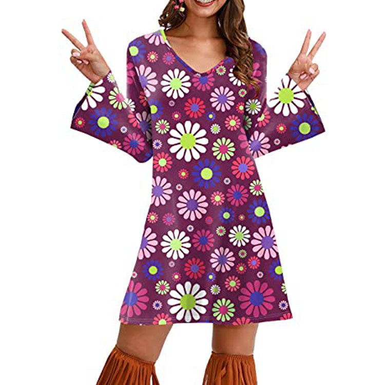Hippie Clothing Print Dress Women - Sophinity