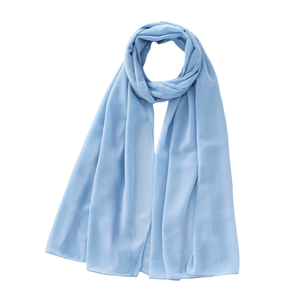 Women's Pure Color Pearl Chiffon Bubble Scarf Gauze Scarf - Sophinity