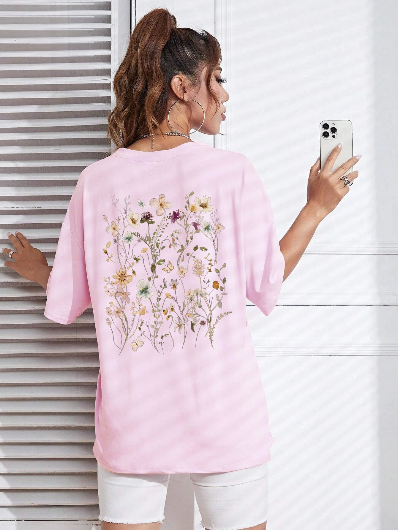 Beautiful Flower Clusters Print Cotton Women T-shirts Casual - Sophinity