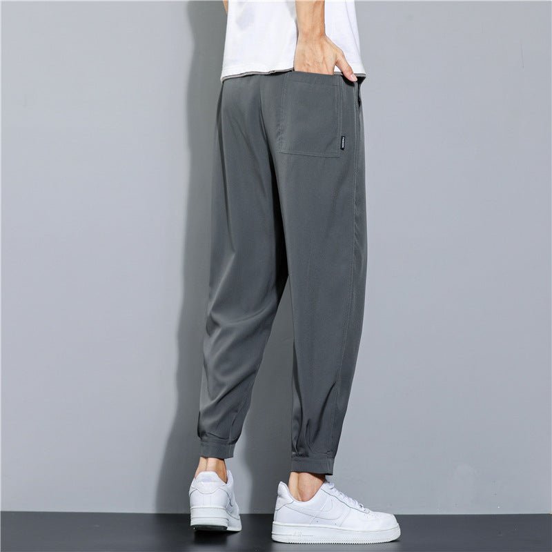 Ice Silk Leisure Draping Student Sports Straight Cropped Pants - Sophinity