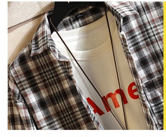 Men's Checked Long - sleeved Shirt School Suit - Sophinity