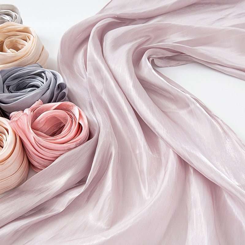 Solid Color Thin Travel Sun Protection Shawl Linen Plain Satin Scarf - Sophinity