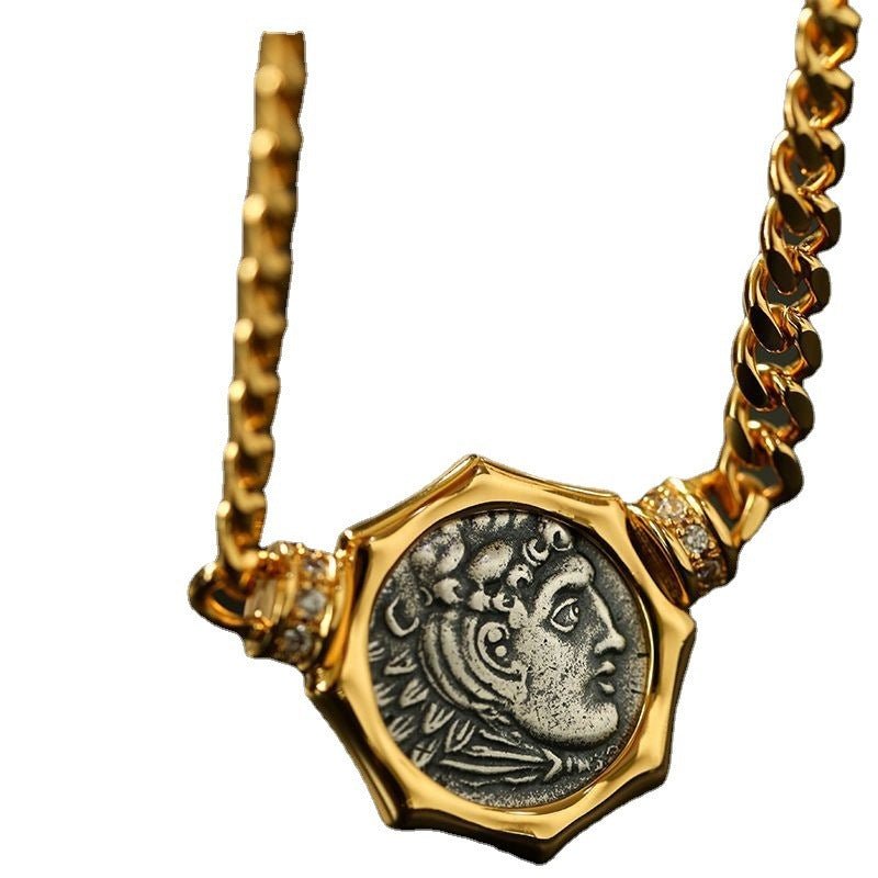 Simple Personality Ancient Silver Coin Necklace For Women - Sophinity