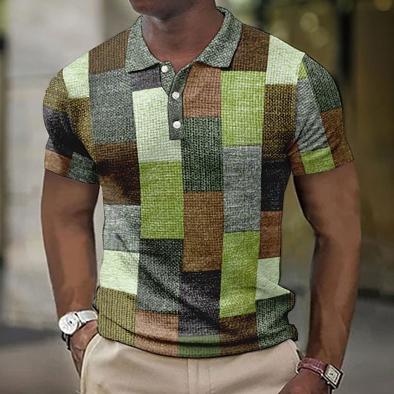 Cross - border European And American Men's Fashion Trend Digital Printing Plaid - Sophinity