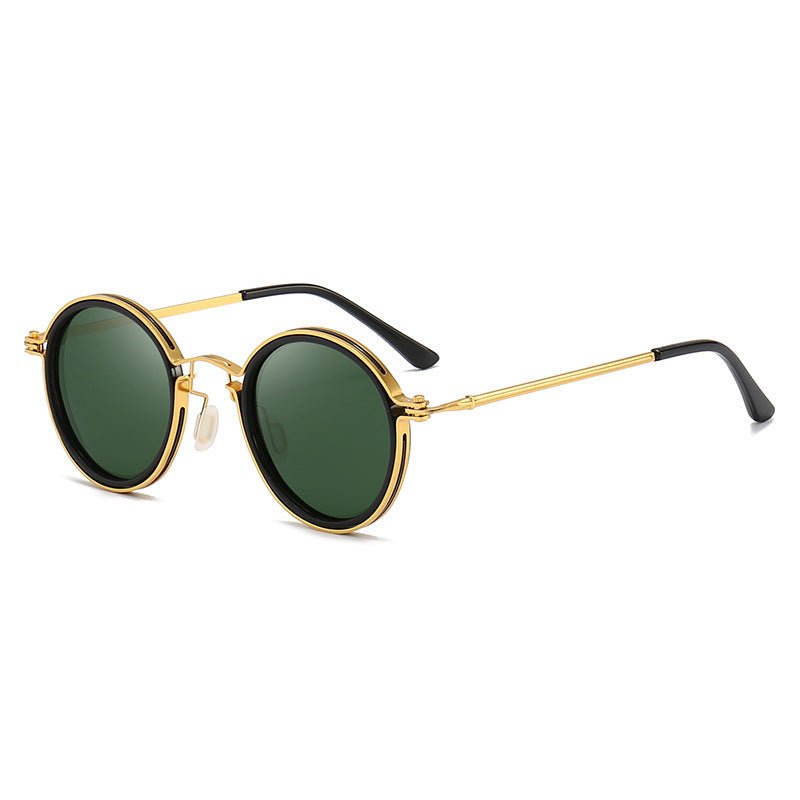 Sunscreen Retro Style Round Frame Metal Sunglasses - Sophinity