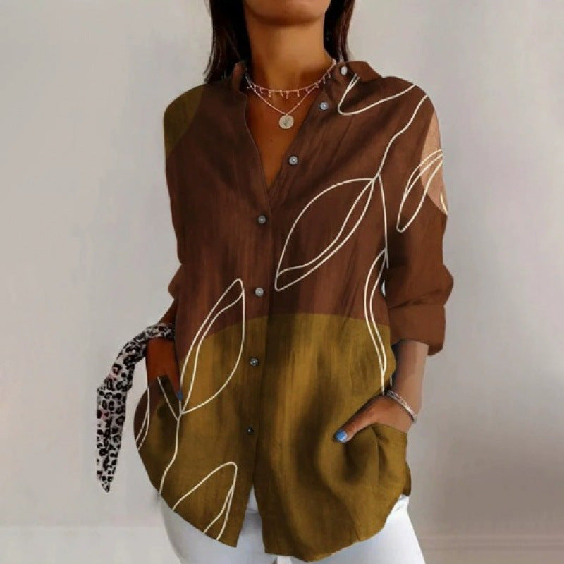 Printed Autumn Leisure Loose Shirt Women's Top - Sophinity
