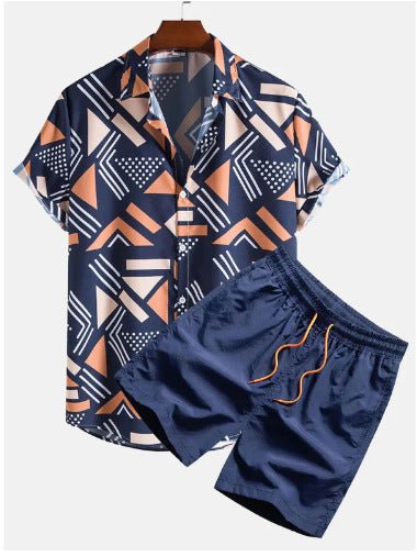 Men's Casual Suit 3D Digital Printing Short Sleeve Shirt Hawaii Suit - Sophinity