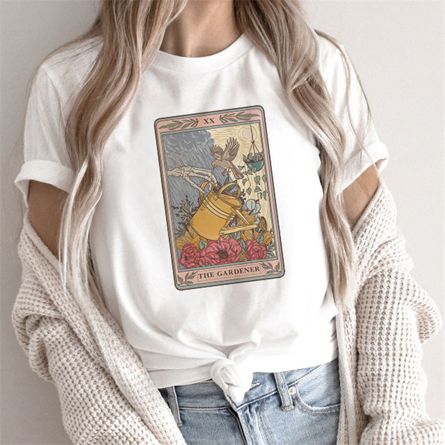 Fashion Tarot Women Print T-shirts Female Cartoon Tops - Sophinity