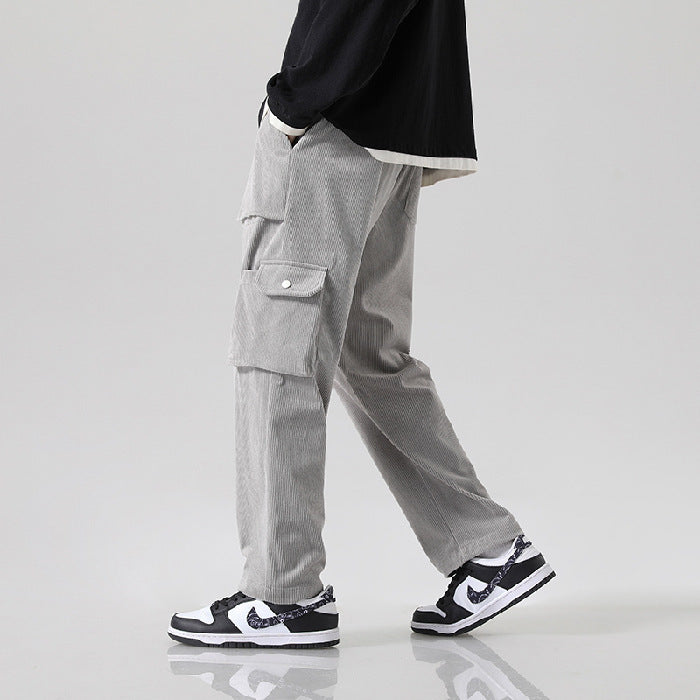 Men's Loose All-matching Corduroy Multi-pocket Straight Cargo Pants - Sophinity