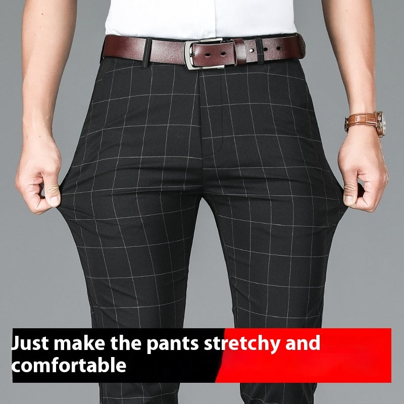 Slim-fit Straight Plaid Suit Formal Wear Mid Waist Casual Pants - Sophinity
