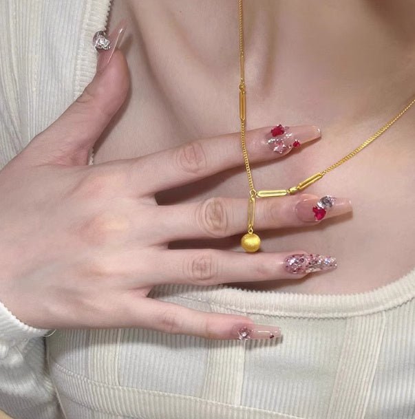 Lucky Beads Necklace Women With Ball And Bing Collarbone - Sophinity