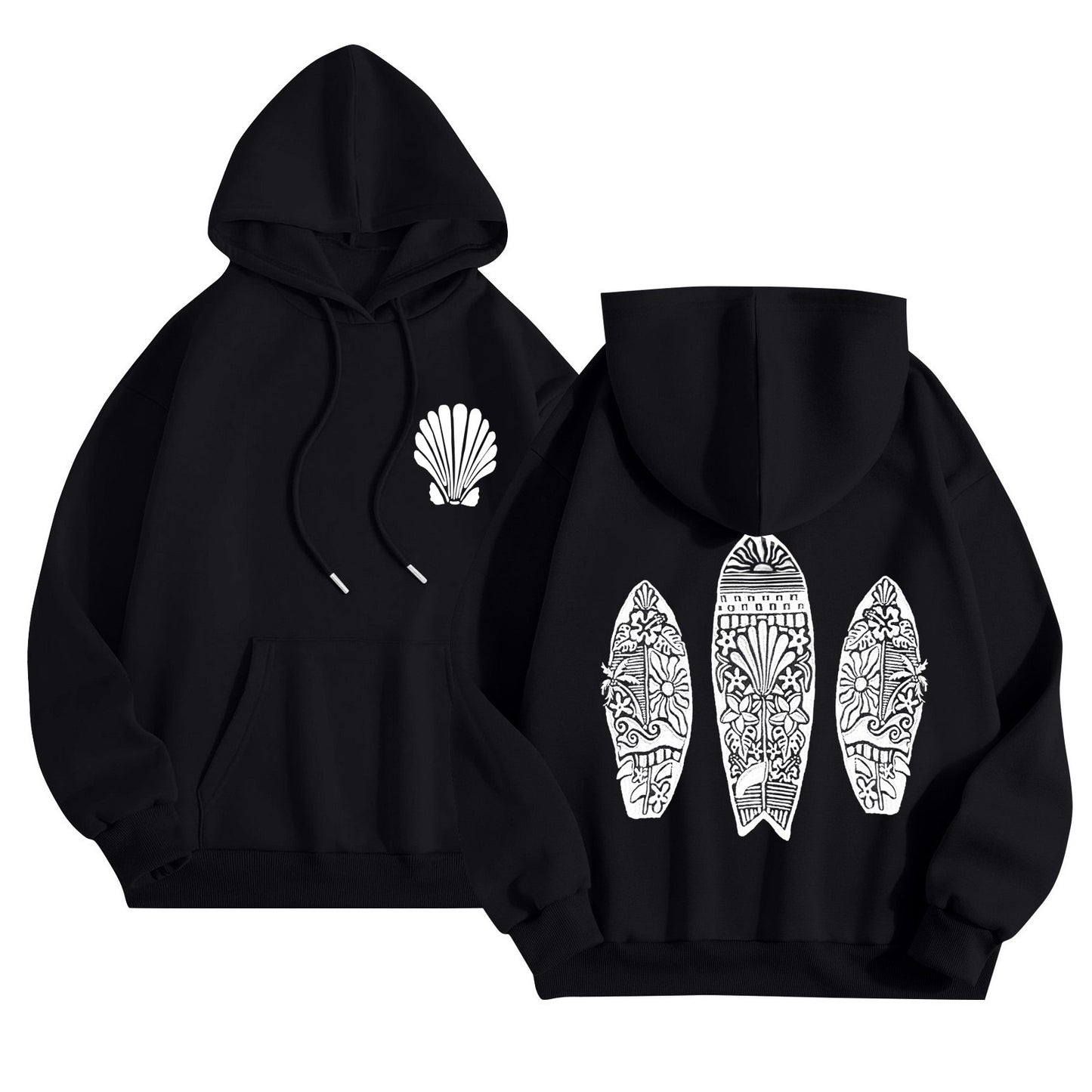 Simple Floral Letter Printing Drop - shoulder Sleeve Ladies Hoodie - Sophinity