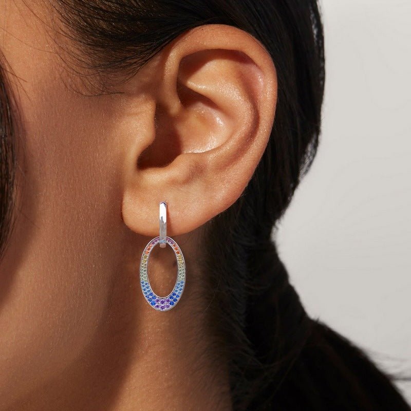 S925 Silver Rainbow Ear Ring Detachable Two - piece Vintage Zircon Earrings For Women - Sophinity
