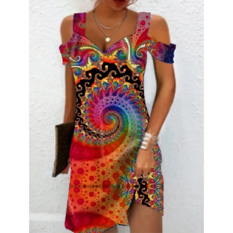 Cross - border European And American Women's Summer Foreign Trade New Printing Elegant Dress - Sophinity