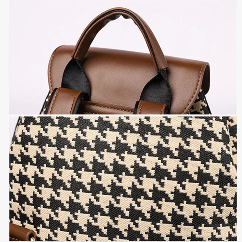 Houndstooth Backpack Women High Capacity Travel Bags Girls - Sophinity