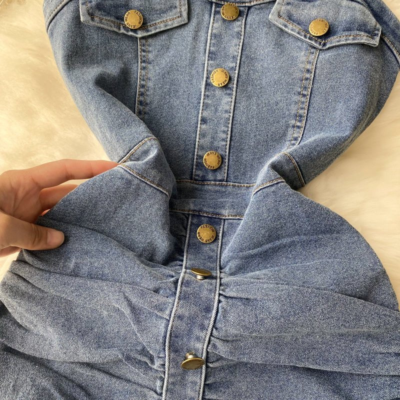 Women's Design Sense Denim Suspender Dress - Sophinity