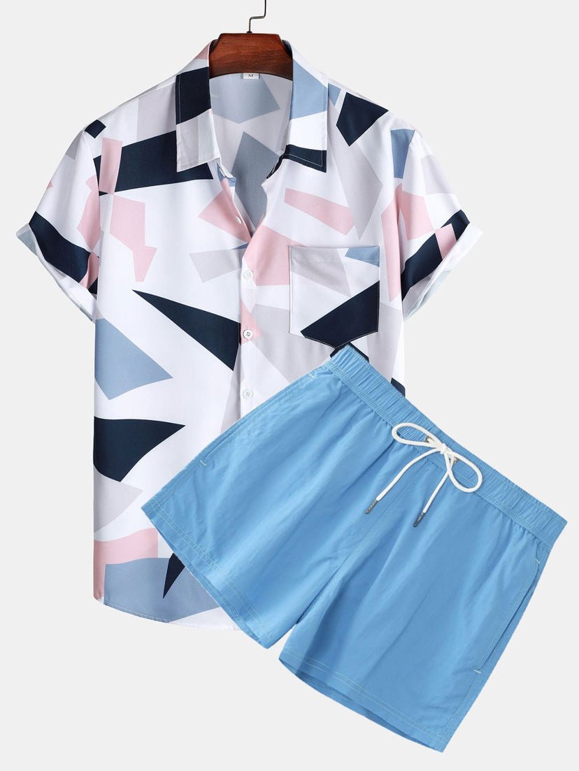 Men's Casual Suit 3D Digital Printing Short Sleeve Shirt Hawaii Suit - Sophinity