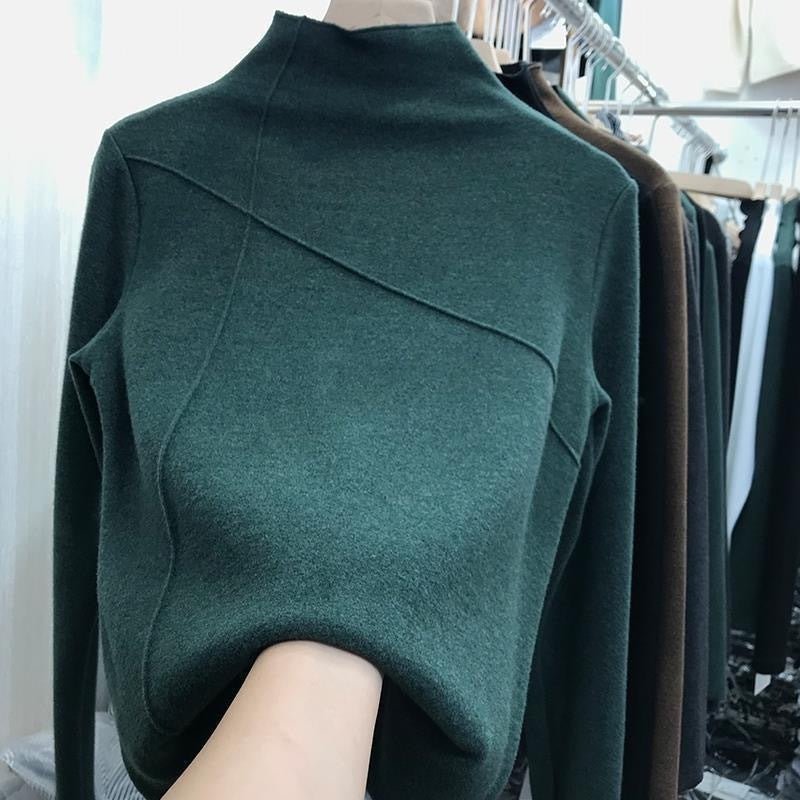 Dralon Half Turtleneck Bottoming Shirt Western Style Slim Fit Warm Long Sleeves - Sophinity