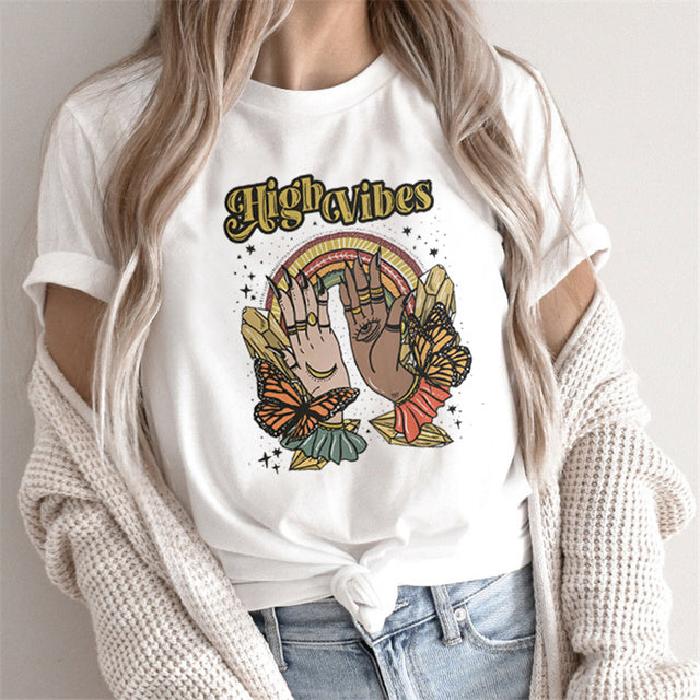 Fashion Tarot Women Print T-shirts Female Cartoon Tops - Sophinity
