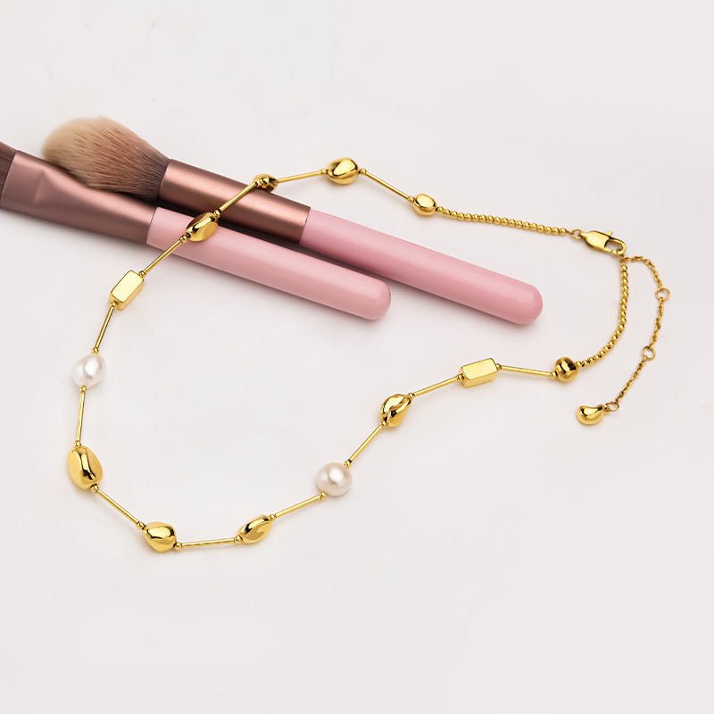 Simple Design Natural Pearl Lanyard Stitching Necklace For Women - Sophinity