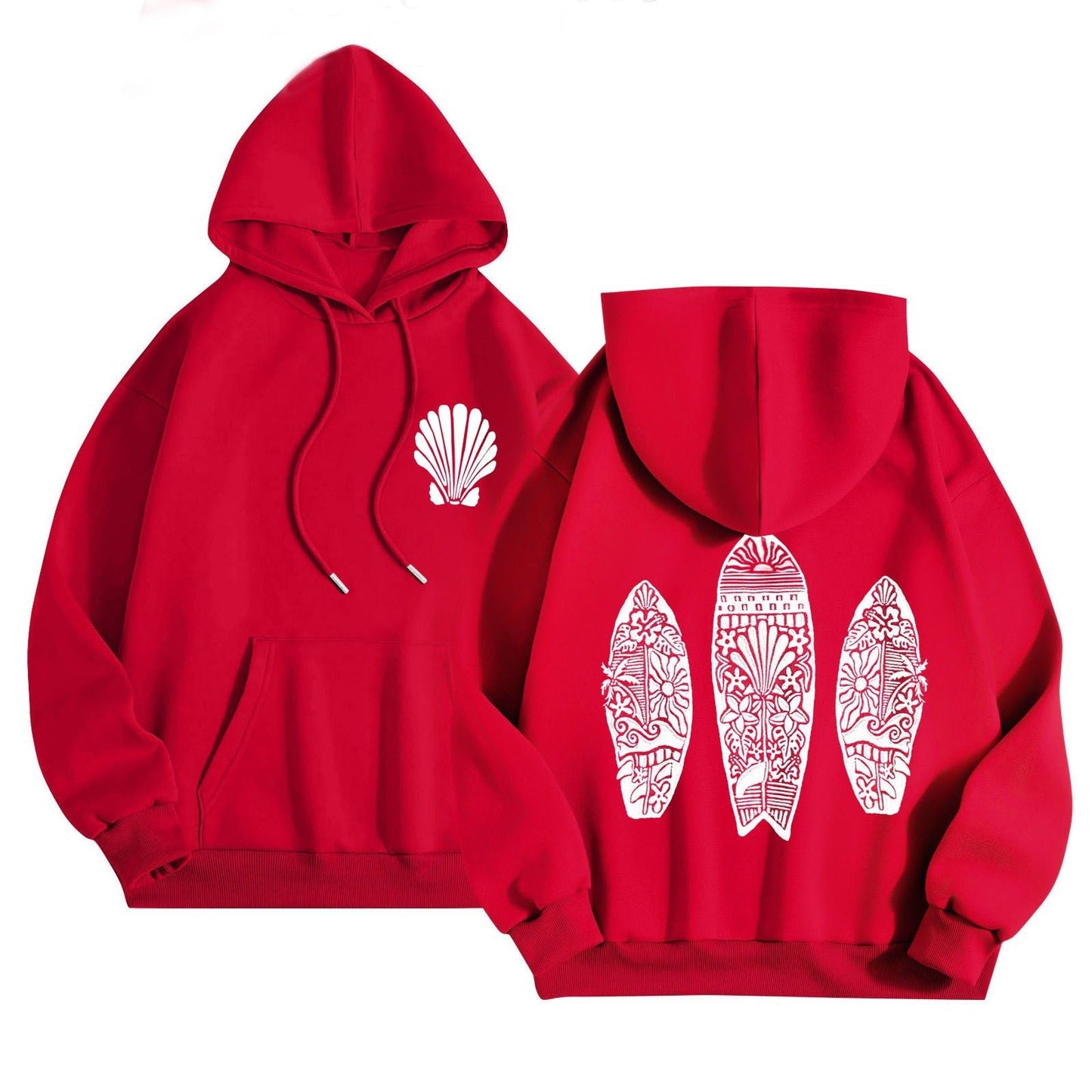 Simple Floral Letter Printing Drop - shoulder Sleeve Ladies Hoodie - Sophinity