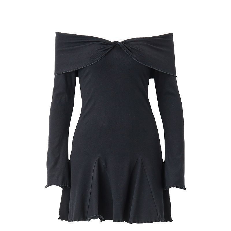 Off - shoulder Cross Long Sleeves Dress - Sophinity