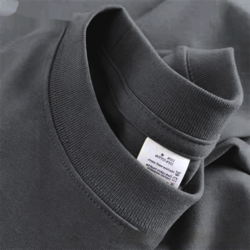 High Quality Cotton Heavy Loose Bottoming Shirt Casual Basic T-shirt Pure Cotton Retro Solid Color Round Neck Men's Short Sleeve - Sophinity