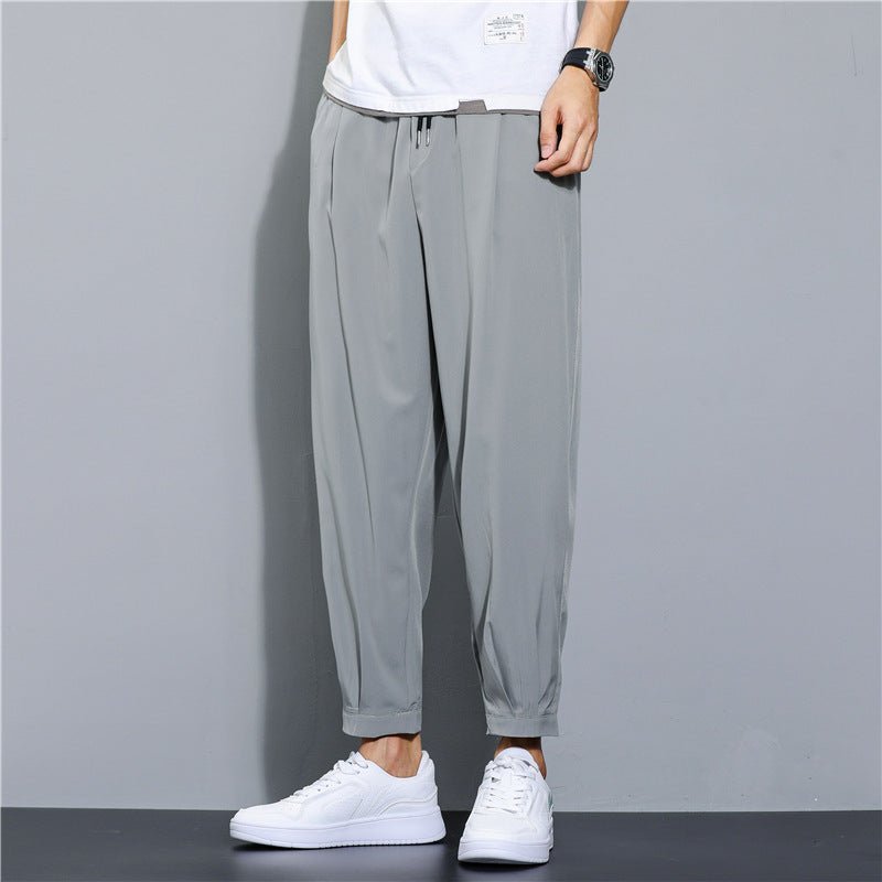 Ice Silk Leisure Draping Student Sports Straight Cropped Pants - Sophinity