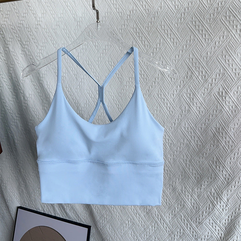 Women's Slim Shoulder Strap Solid Color Yoga Sports Vest - Sophinity
