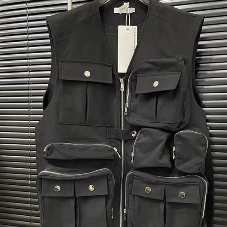 American Street Multi-pocket Mechanical Style Vest Coat
