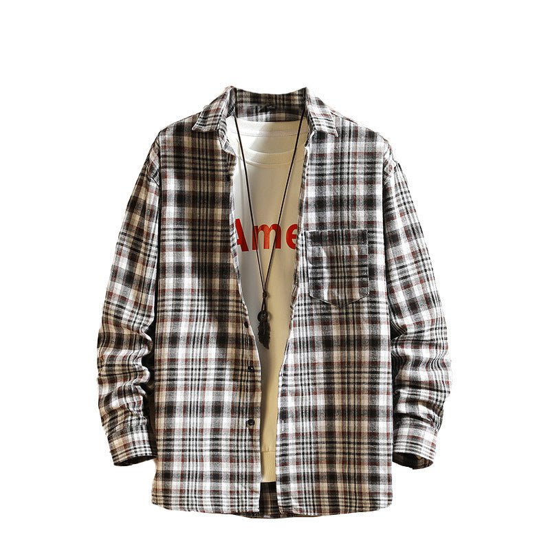 Men's Checked Long - sleeved Shirt School Suit - Sophinity